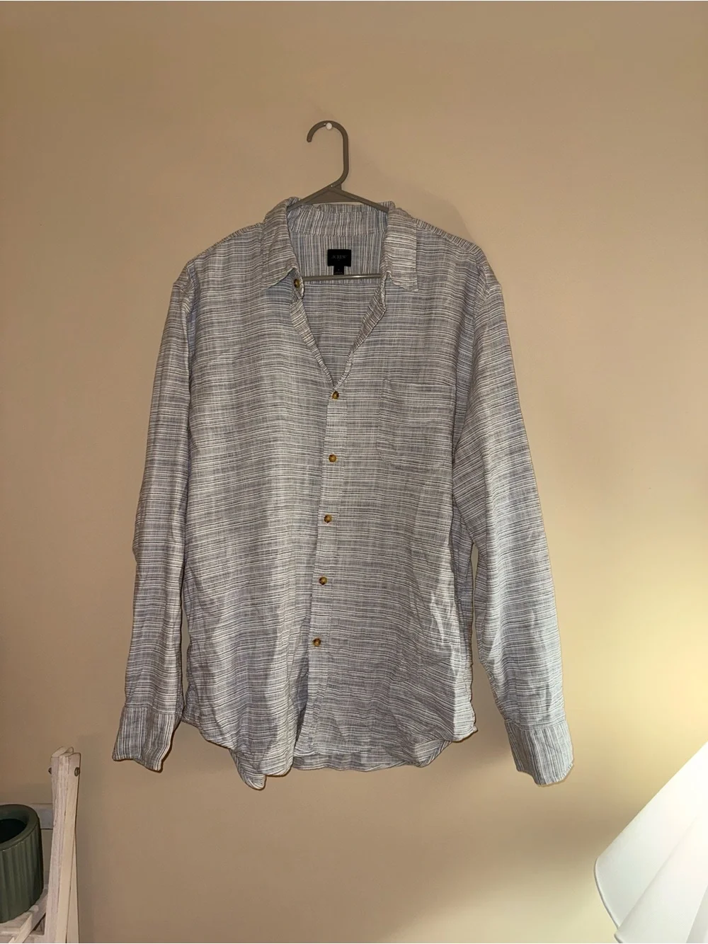 J. Crew Men's Light Blue & White Striped Lightweight Shirt Jacket